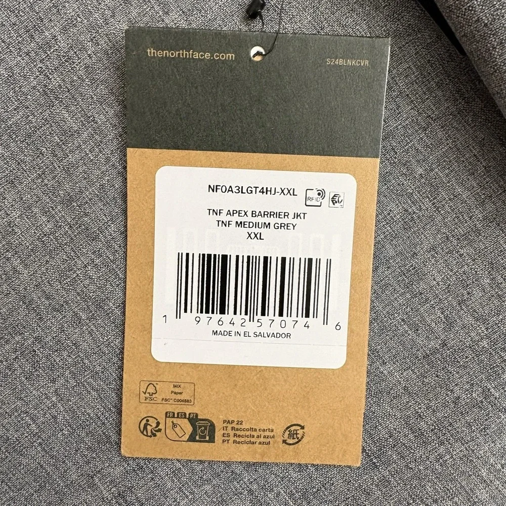 The North Face Apex Barrier Softshell Jacket Mens 2XL Heather Gray NF0A3LGT